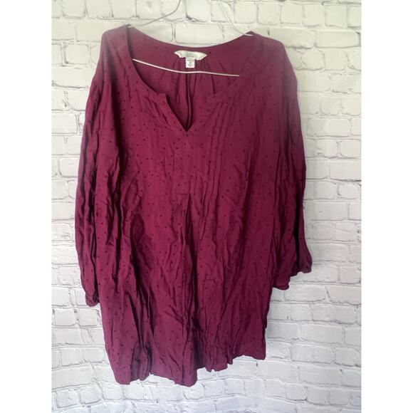 Croft And Barrow Maroon Polka For Blouse Women’s Plus Size 3x - Picture 1 of 3